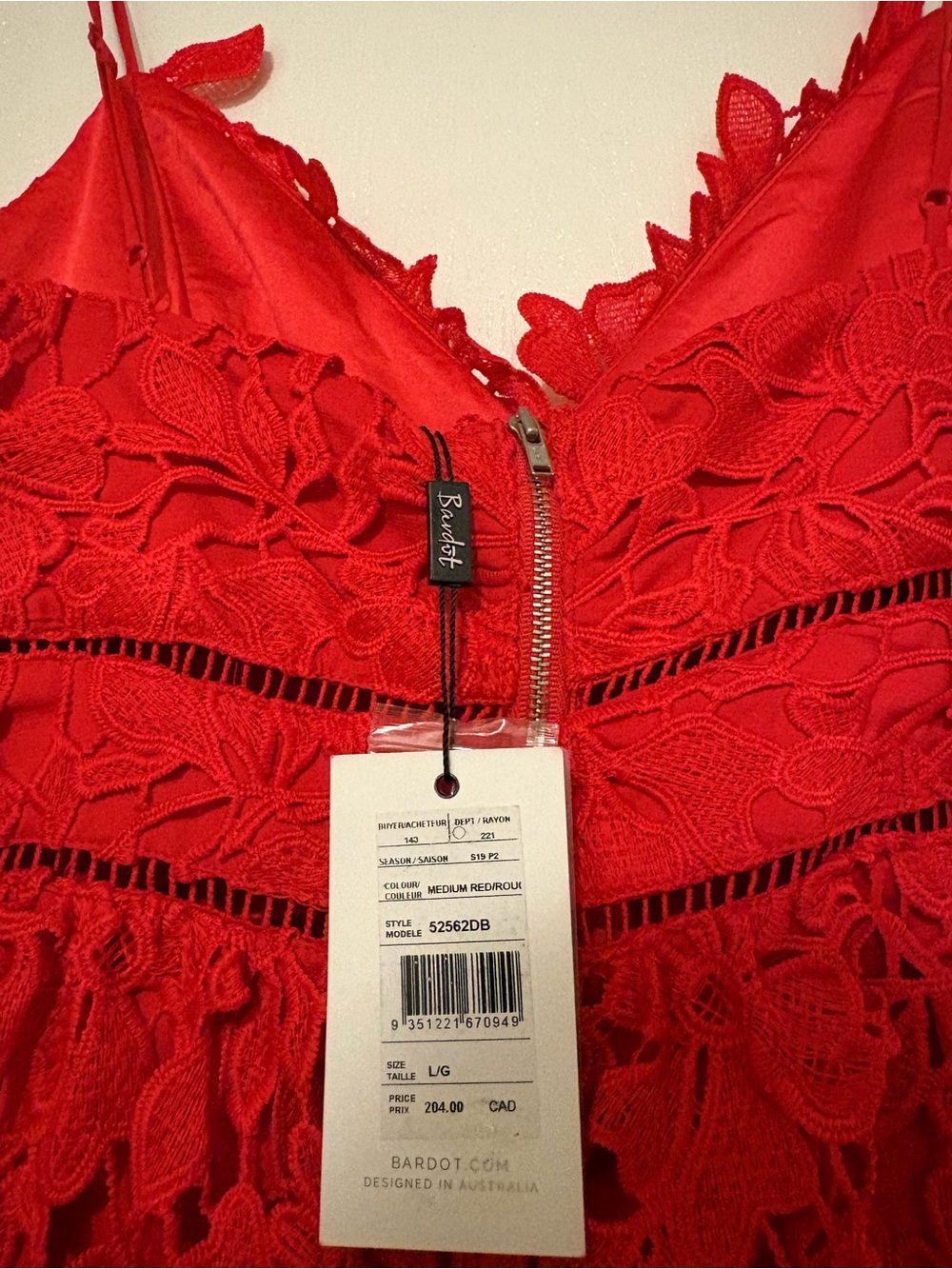Bardot Red Lace Midi Dress - Picture 5 of 11